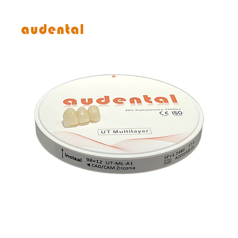 Bloque de zirconio de 680Mpa con 49% de translucidez Superficie lisa Vita 16 Color