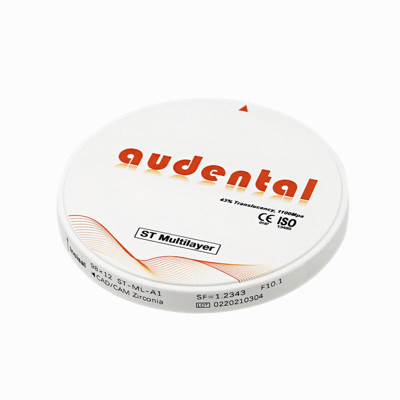 Bloque de zircónía de múltiples capas con 18 mm 43% de resistencia flexionada translúcida