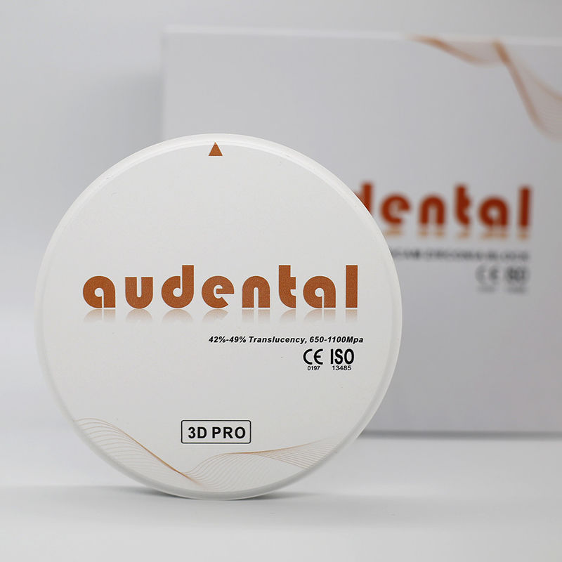 Audental 3d Pro Zirconia Bloque 1200Mpa 98mm Sistema CAD CAM Materiales de laboratorio dental 10-30mm para la corona interna