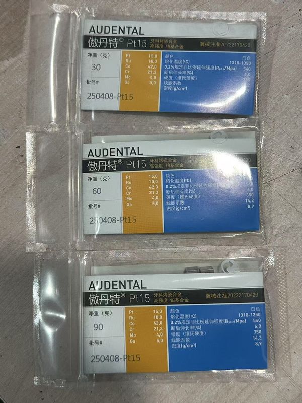 Audental PT15 aleación noble PT15% para la porcelana dental Experimenta el rendimiento superior