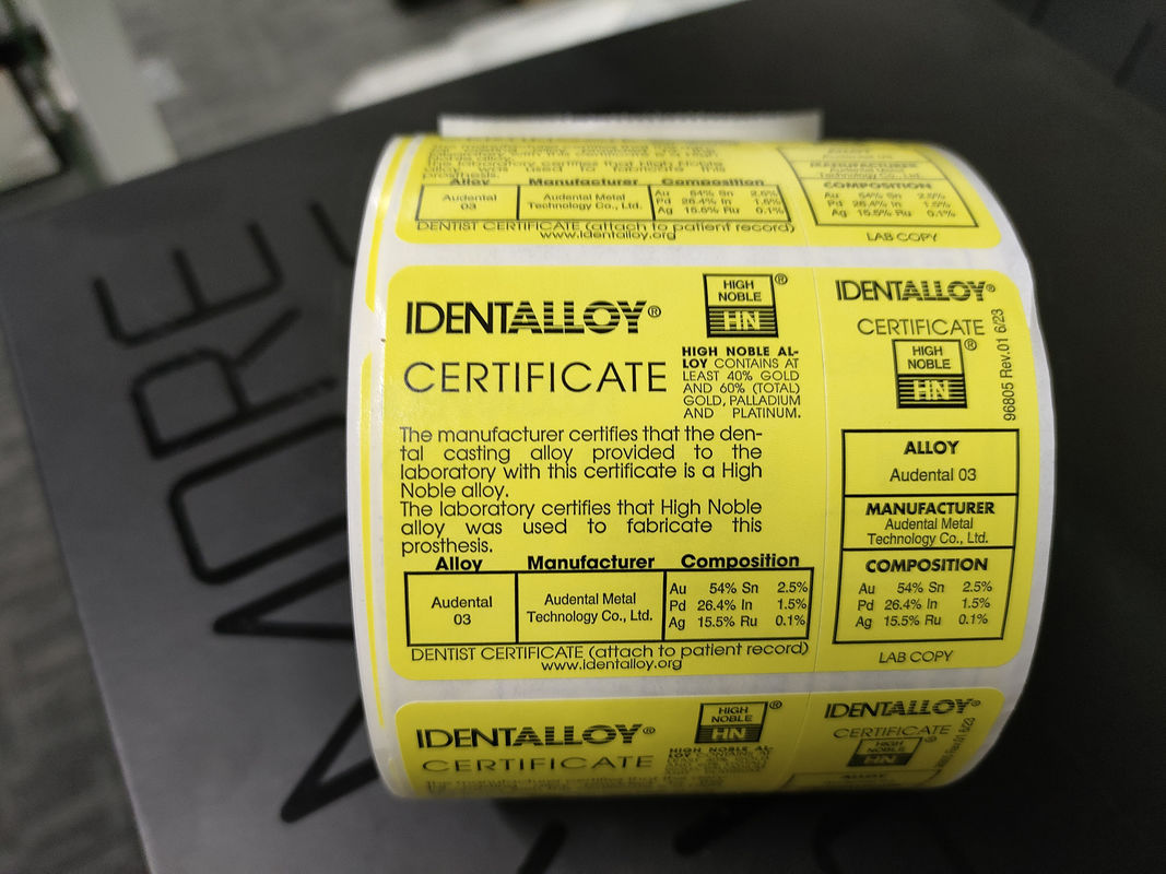 Audental 03 Au54% Alta nobleza de aleación de cerámica dental Blanco para para la fabricación de restauraciones de porcelana