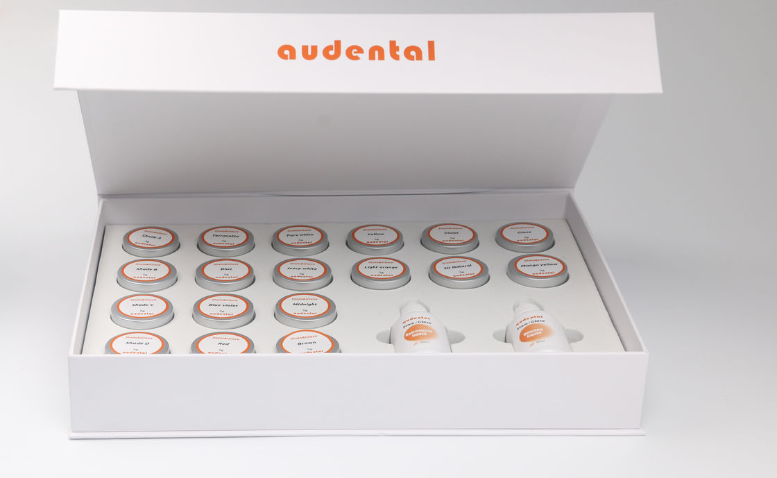 Conjunto de pasta de esmalte de manchas para equipos de laboratorio dental para lograr el efecto ideal en un solo tinte