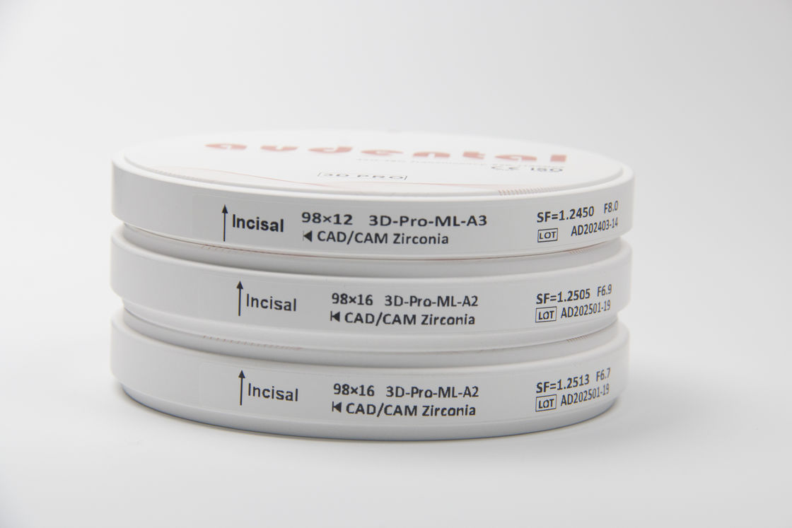 Bloque de zirconia dental estético excepcional para el sistema CAD CAM y los dientes de aspecto natural