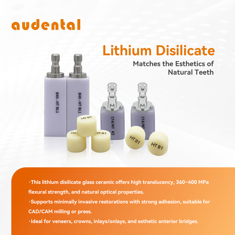 Materiales auditales de laboratorio dental de vidrio cerámico bloque de zirconia de litio bloque de disilicato lingotes para la restauración dental