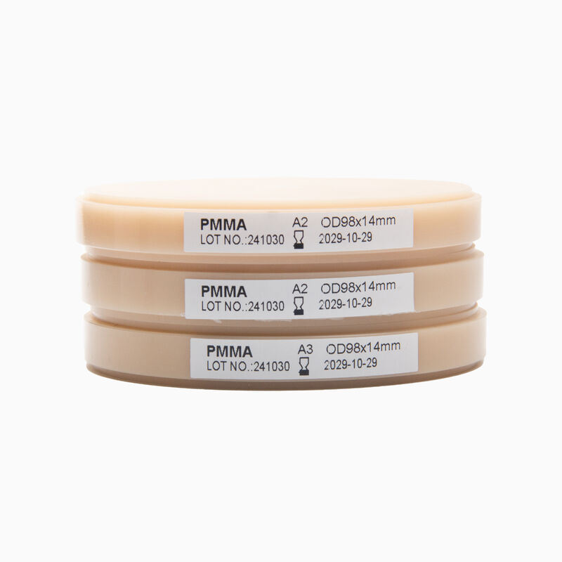 Material de fresado de laboratorio dental Bloque de PMMA rosa-A2 para dentaduras completas 98mm/95mm Tamaño y forma