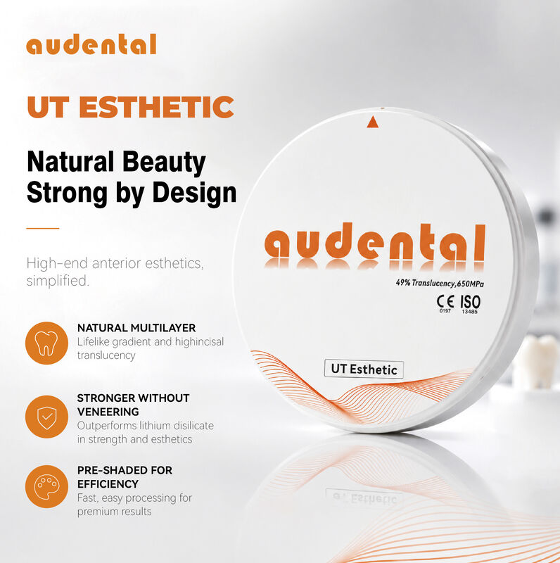 Bloque de Zirconia Dental compatible con sistemas CAD CAM que ofrece múltiples tonalidades y procesamiento rápido para restauraciones dentales anteriores