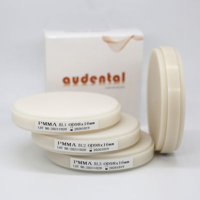 Dos capas de prótesis dental de encías Bloques dentales de tejidos venosos Materiales de laboratorio de resina rosa Dentin PMMA Puck