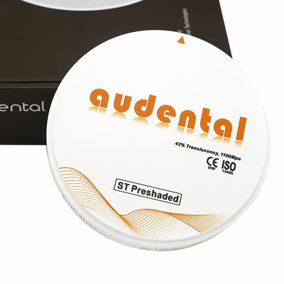 CAD CAM Bloque de zirconio pre-sombrado ST/DST Zirconio de alta translucidez 43% ISO