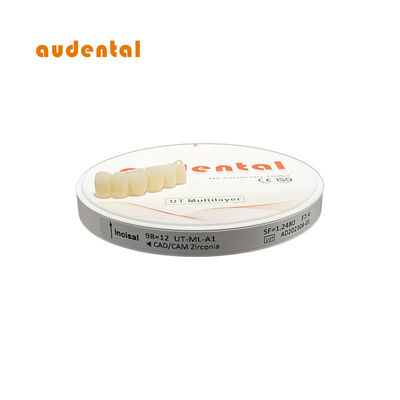 Disco redondo de zirconio translúcido con bloque de restauración dental multicapa de resistencia 680Mpa