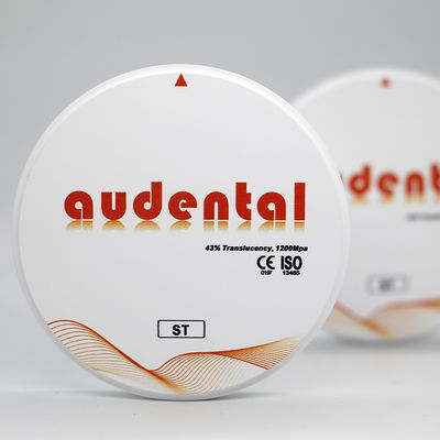 1200MPa Bloque de zirconia dental blanco ST liso con translucidez del 41-43% y 16 líquidos colorantes