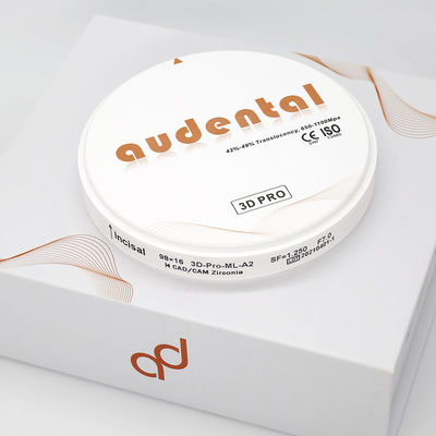 Consumables dentales 3D Resistencia del bloque de zirconio 650-1100Mpa 98/95/92mm Audental Materiales de fresado CAD CAM de múltiples capas