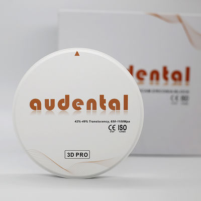 Audental 3d Pro Zirconia Bloque 1200Mpa 98mm Sistema CAD CAM Materiales de laboratorio dental 10-30mm para la corona interna