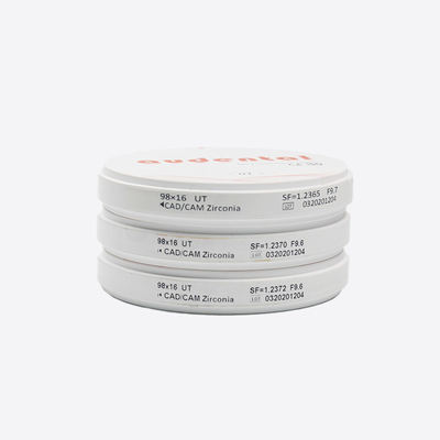 UT/DUT Disco de zirconia dental blanco 600Mpa 49% Bloque de zirconia dental translúcido